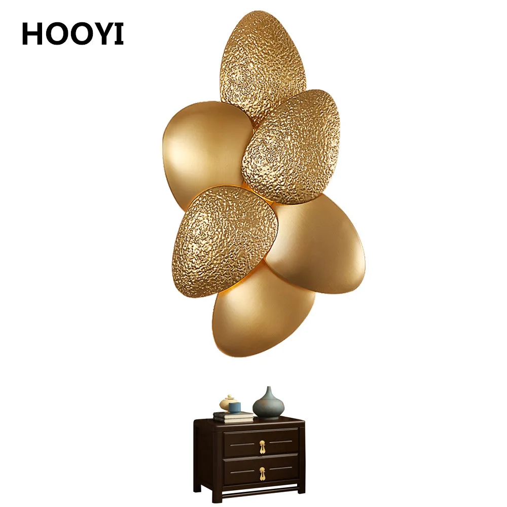 HOOYI Modern LED Wall Lamp Luxury Polished Steel Gold Wall Light For Living Room Home Decoration Lighting Fixtures