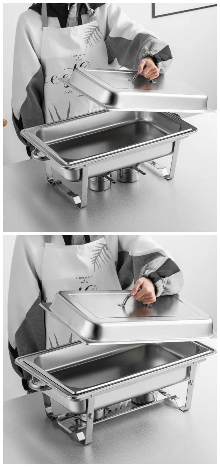hotel buffet rectangle stainless steel kitchen equipment Capacity 9 liter chaffing dishes for catering