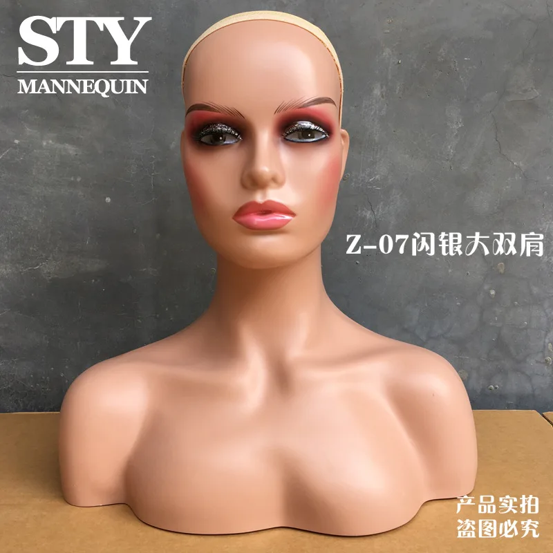 Realistic Mannequin Bust Black Female Mannequin Head Wig Stand Display Female Sex Mannequin Head