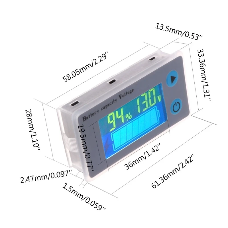 10-100V Universal Battery Capacity Voltmeter Tester LCD Car Lead-acid Indicator 