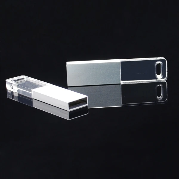 Clear Glass Crystal 3D Logo 8gb 16gb 32gb Acrylic USB Flash Drive with LED Light