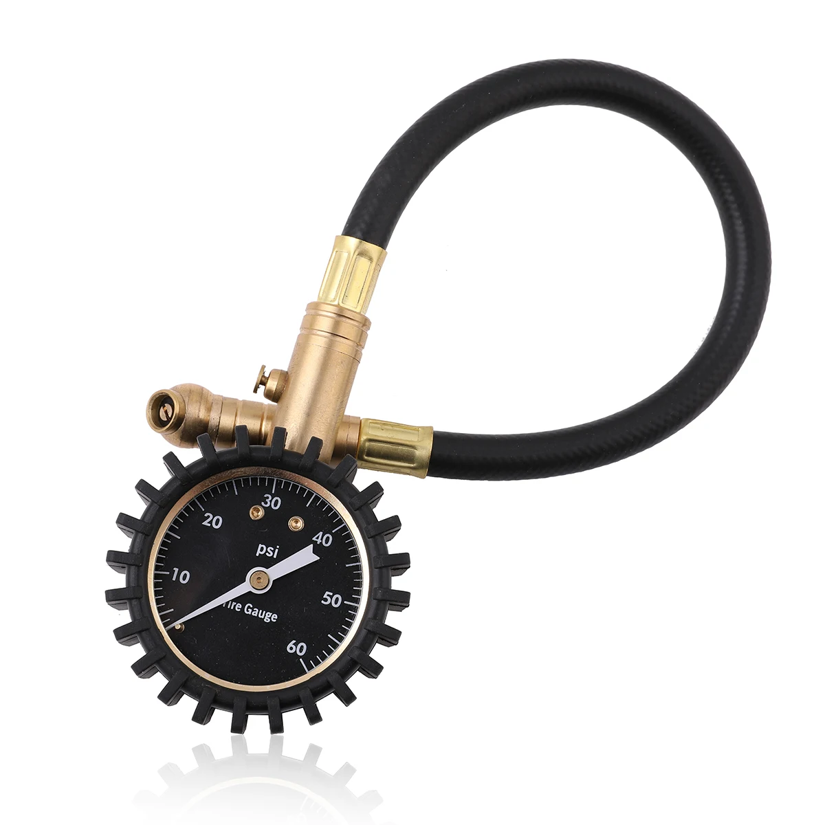 Car Tire Pressure Gauge With Hose And Chuck Glow In Dark Dial Tire
