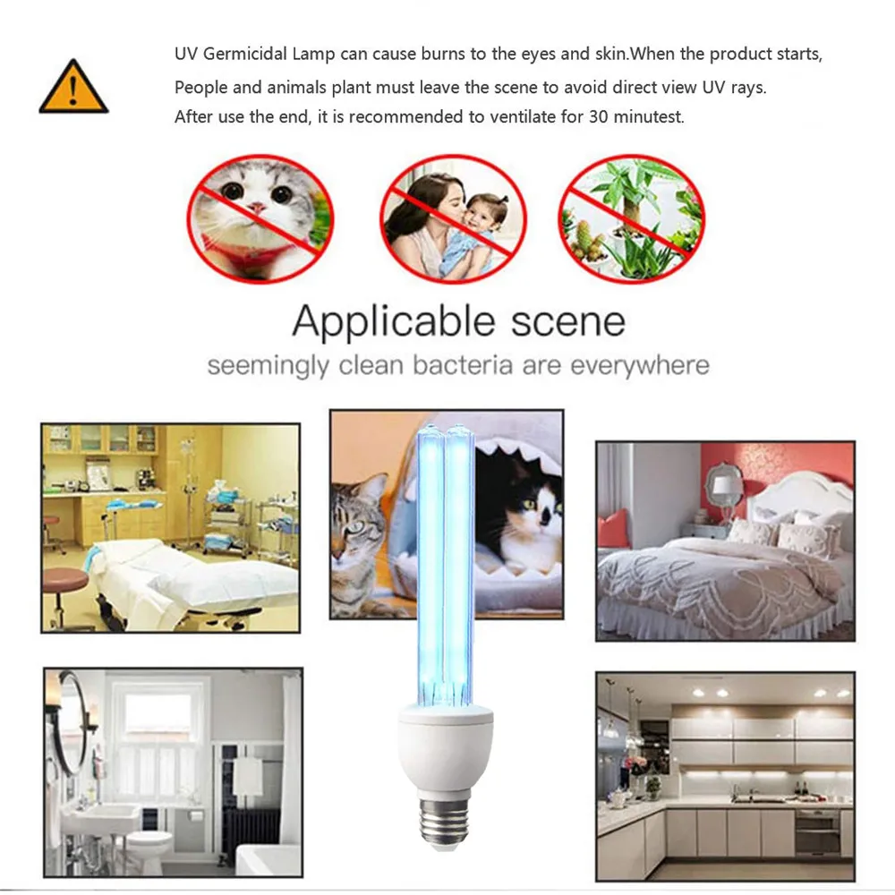 UVC led tube E26/E27 base uv c bulb ultraviolet  light without ozone lamp