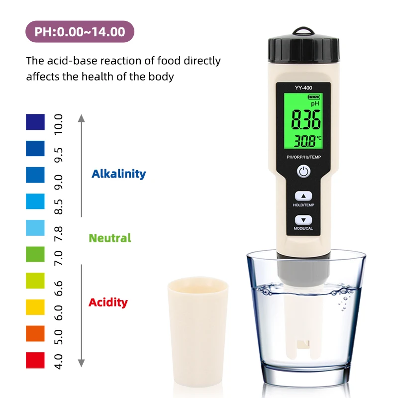 Máy Kiểm Tra Nồng Độ Ion Hydro Kỹ Thuật Số Máy Đo Nước 4 Trong 1 H2 0-2400ppb Cho Bể Cá, Bể Bơi, Nước Uống