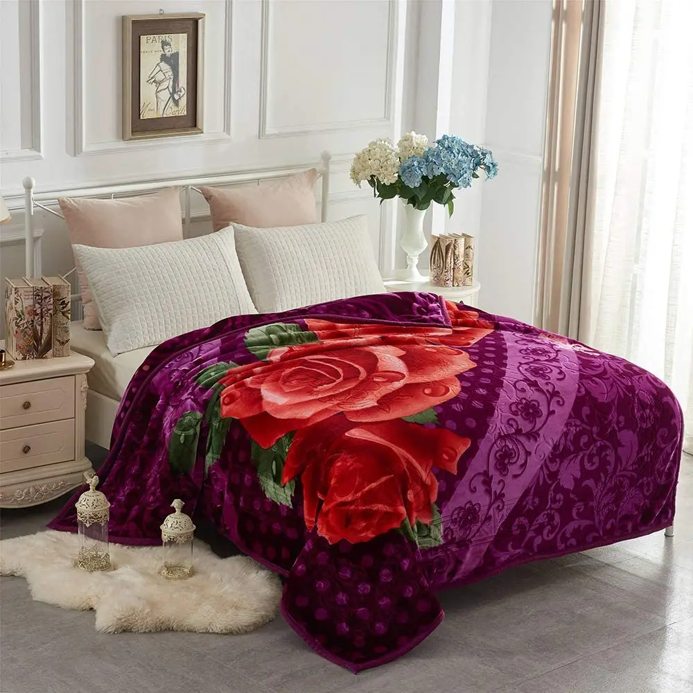 Details about   Korean Style Silky Mink Blanket A&B Design Reversible Blanket Queen King Size 