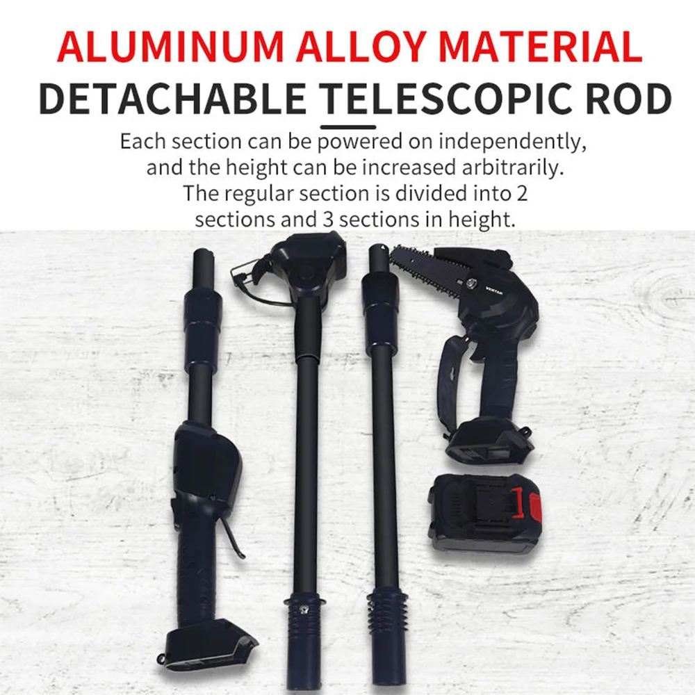 Vertak 2in1 Cordless Long Pole Chain Saw Detachable Aluminum Alloy