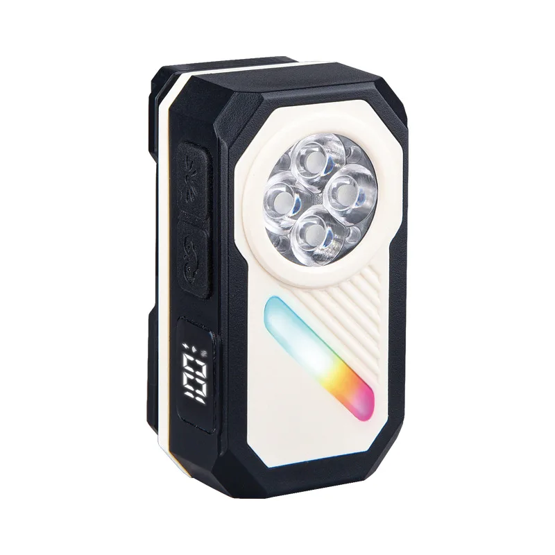 多功能EDC灯，带电子显示屏七色背光强磁铁可拆卸头戴式手电筒帽夹