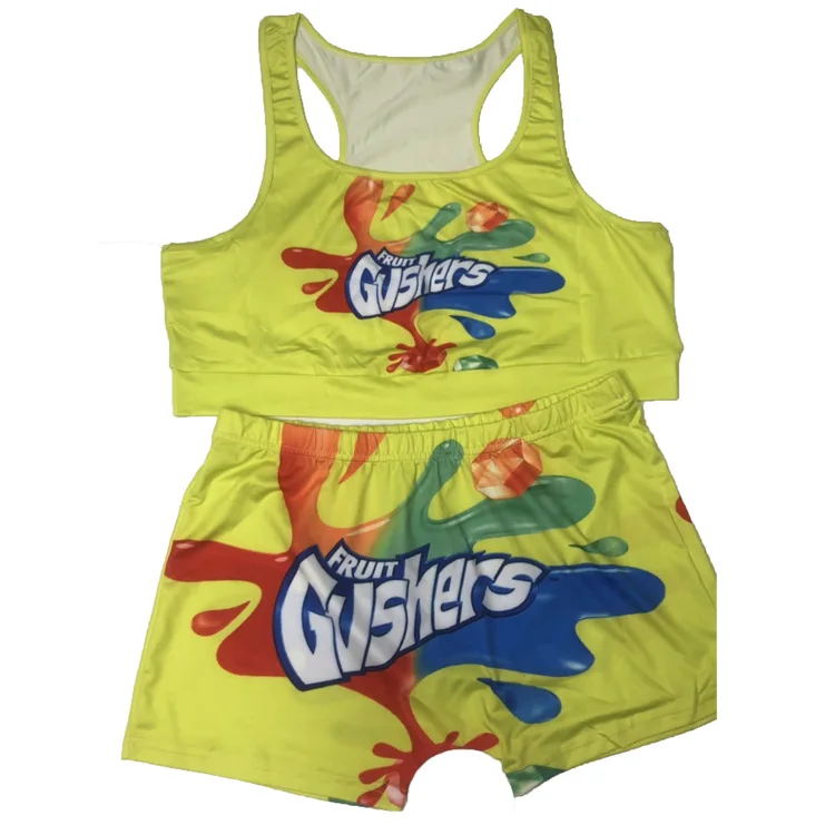 
The Lowest Wholesale Price Hot Style Digital Print 3xl Candy Snack Shorts Set Two Piece 