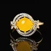 classic gemstone jewelry with price 925 sterling silver 18k gold plated 8mm natural yellow amber ring for women