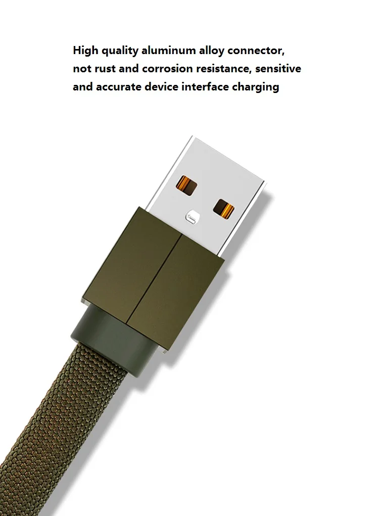 Kailiya 2.1A USB cable 1m black white blue black green flat jeans denim Type C USB data cable for Huawei xiaomi vivo OPPO - ANKUX.COM