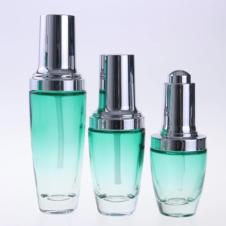 100ml Fancy Green Cosmetic Hair Bottle Packaging Face Glass Cosmetic ...