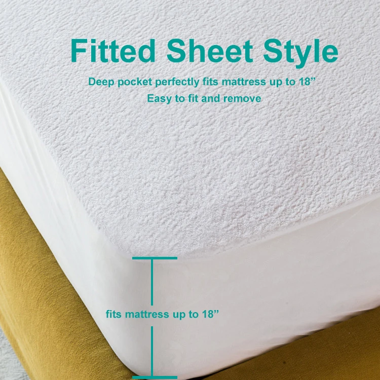 Bamboo Mattress Protector Waterproof Bed Protector With Zipper Queen