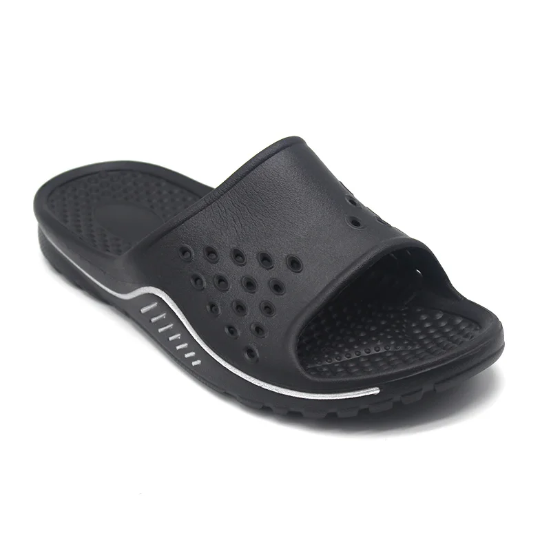 Eva Injection Black Plain Slide Sandals Comfort Indoor Ladies Men ...