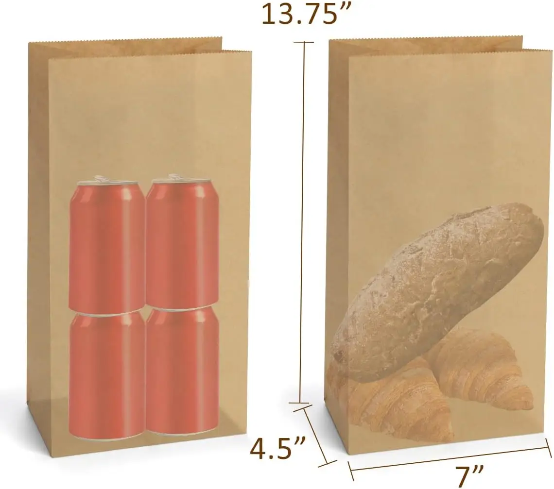 Hot Sale White/Brown Kraft Food Paper Bag Grocery Sandwich Takeaway Fast Food Packaging Bags For Lunch Recyclable details