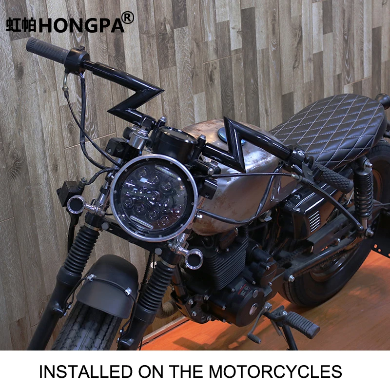Negro Duokon 7/8 pulgada 22 mm manillar plano motocicleta manillar universal motocicleta retro curva manija