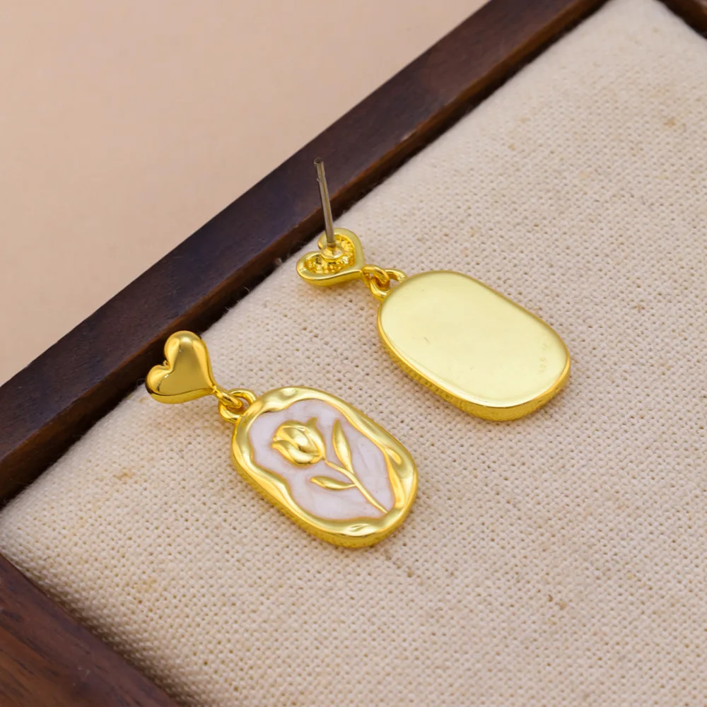 product gold plated  non fading flower earrings heart shaped chain style pearl collar chain womens fashion pendant necklace-3