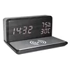 2019 New Style L Shape LED Digital Wireless Charger Thermometer Hygrometer Wooden Alarm Clock