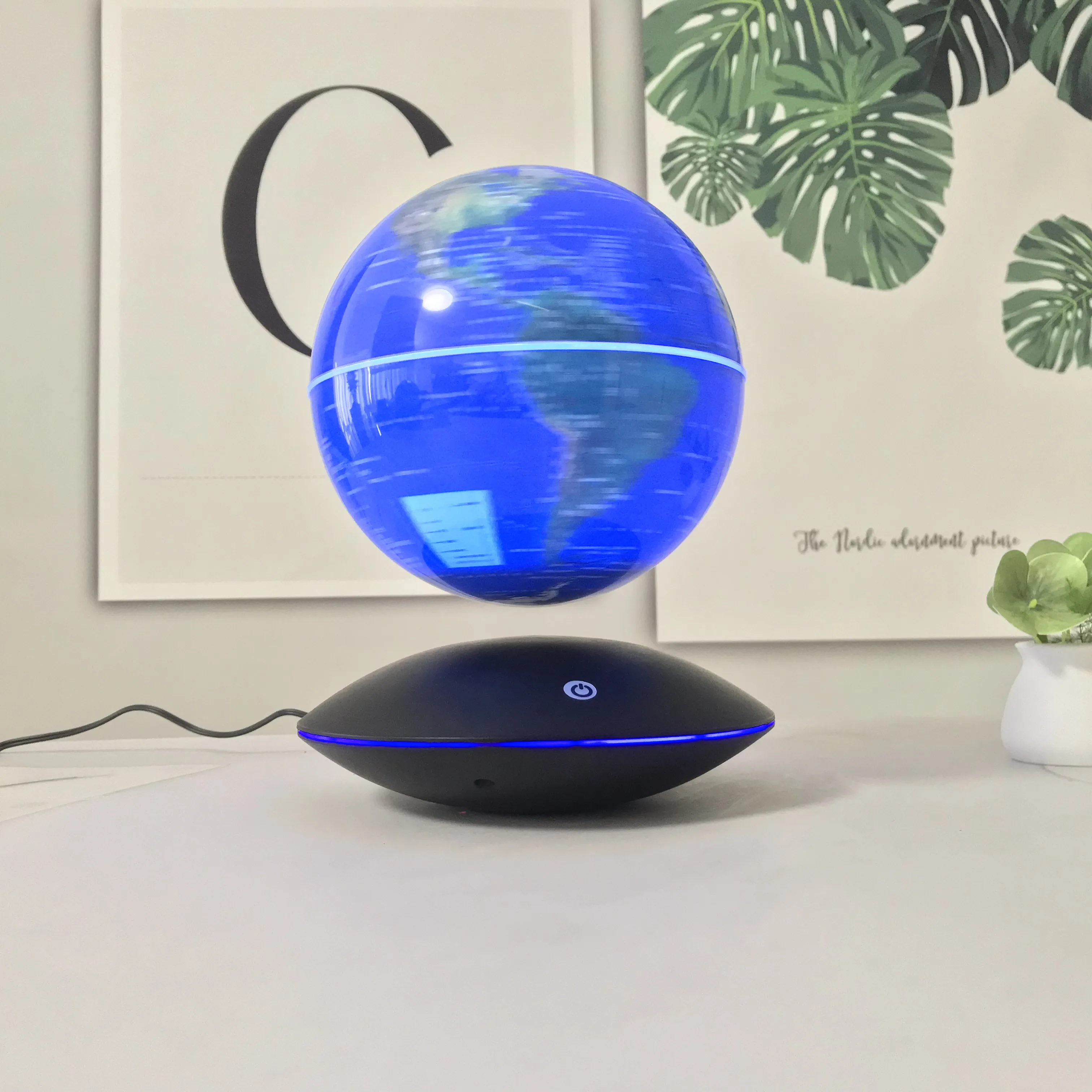 Details about   8Inches LED Lamp Magnetic Levitating Blue Tabletop Globe Office Decor US Stock 