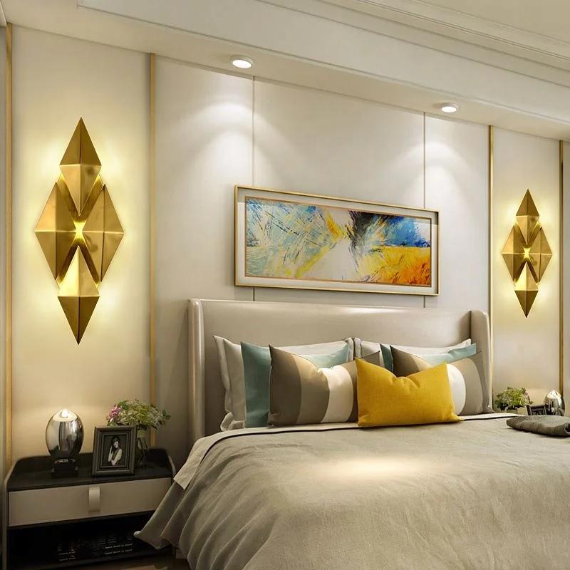 Luxury modern hotel lightings alloy gold art deco led indoor wall light lamp
