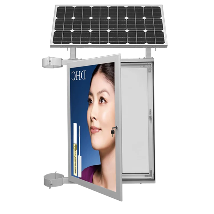 Outdoor Application Waterproof Solar Powered Led Light Box With Pole