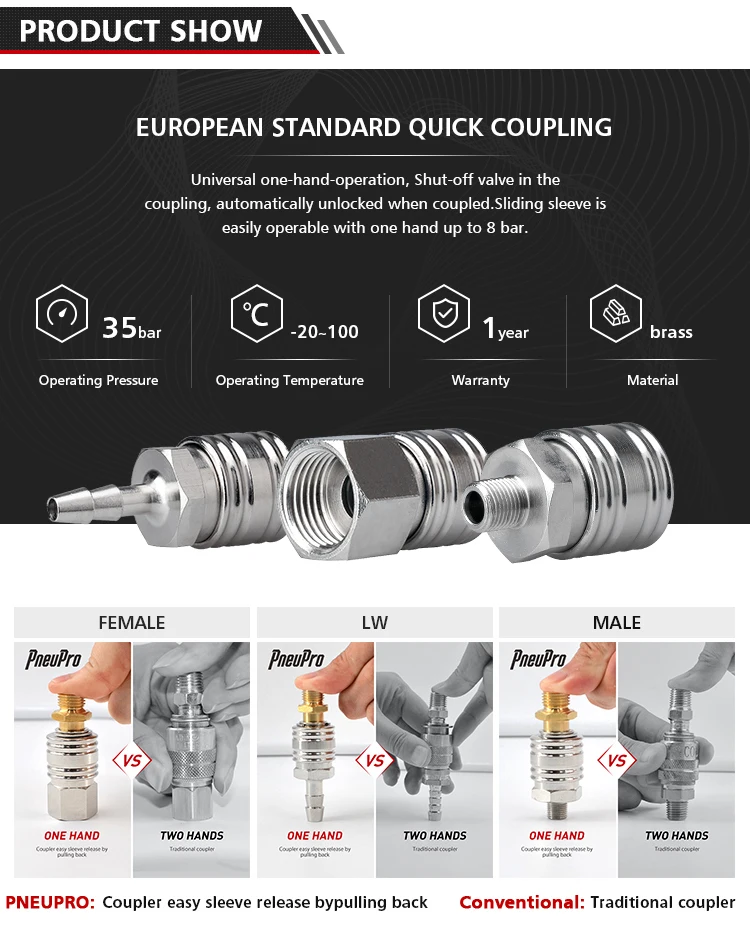 DN 7.2 Nickel Plated 13mm air hose connector quick coupling coupler