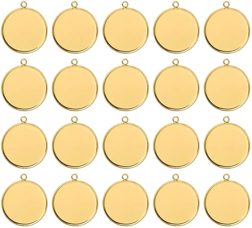 Bezel Pendant Trays Stainless Steel Round Cabochon Setting Trays