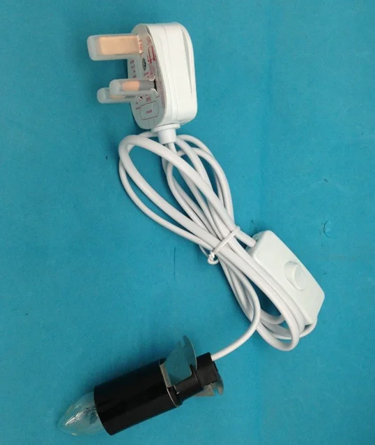 E14 220V UK plug BS Rohs  0.75 mm 3 pin dimmer gear incandescent bulb iron slip plastic pad 1.5m cable Himalaya salt lamp shade