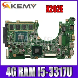Akemy X202E Laptop motherboard For Asus X202E X201E S200E X201EP original mainboard 4G RAM i5-3317U