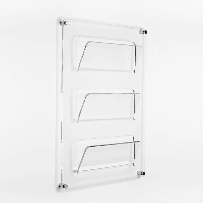 Wall Mounted Acrylic Newspaper Rack Custom Acrylic Brochure Holder 3