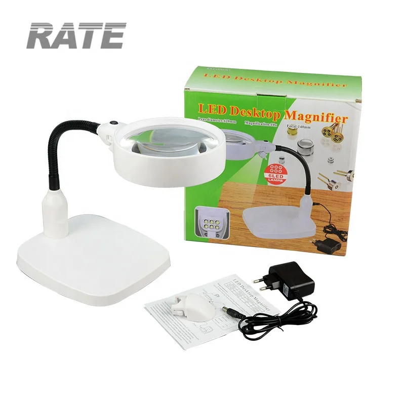 No.7764 10x Inchargeable Magnifier With 6 Led Lights Tabletop