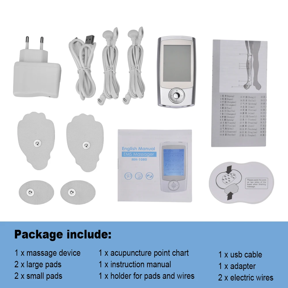 16 Modes Dual Output Health Care Body Electric Massage Muscle Stimulator Tens Unit Electronic Pulse Physiotherapy  EMS Massager