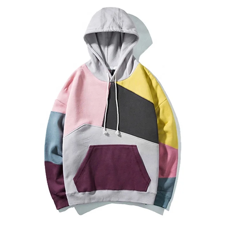 Custom Cut And Sew Patchwork Multi Color Block Hoodie For Men - Buy ...