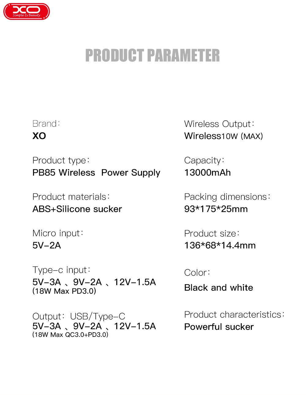 Mobile Power Bank Battery 10W wireless fast charging sucker mobile power supply white black QC3.0 PD charger - ANKUX.COM