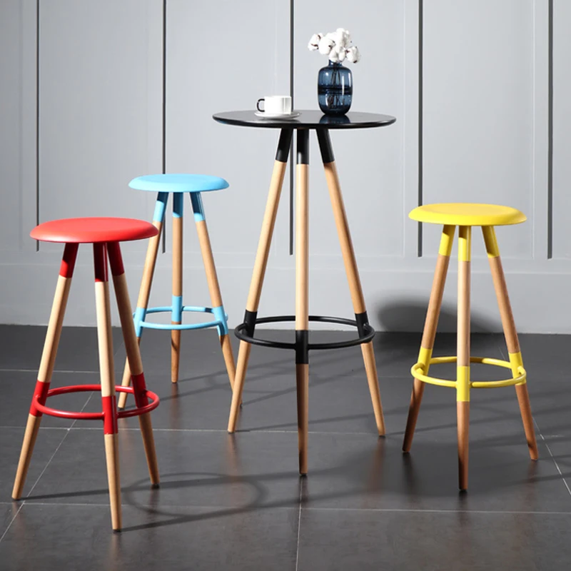 Mesas De Bar De Metal De Lujo Para El Hogar,De Madera Miniconjunto