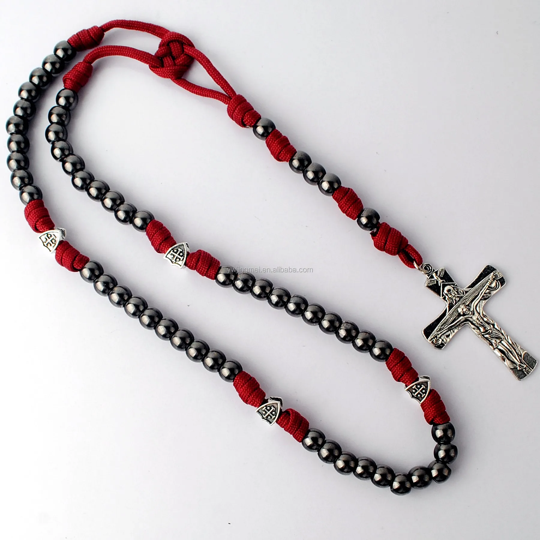 Large Zinc Alloy Black Metal Beads With Jerusalem Cross Shield Beads