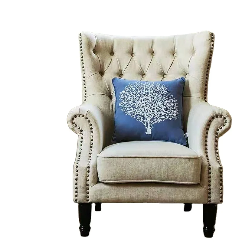 Modern Single Seater Luxury Wing Recliner Sofa Chair Relaxing Wooden Design for Hotel Gym Living Room Leisure manufacture