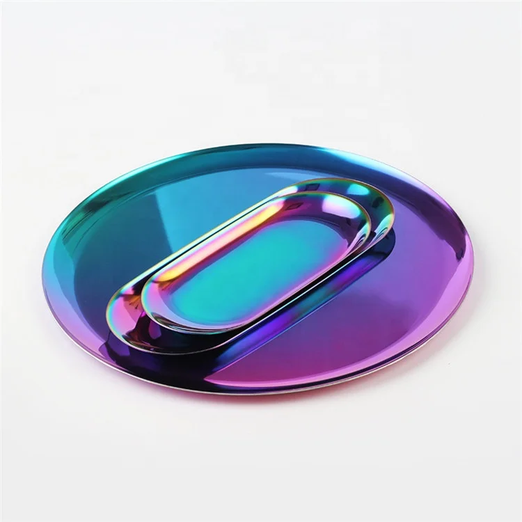 Cooking trays stainless steel plate dish	Wedding game party decoration Round Metal Serving Tray MP-03
