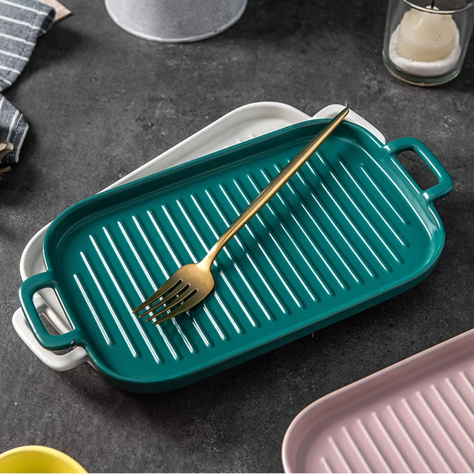 Nordic creative home goods baking plate dish kitchenware porcelain baking tray.jpg