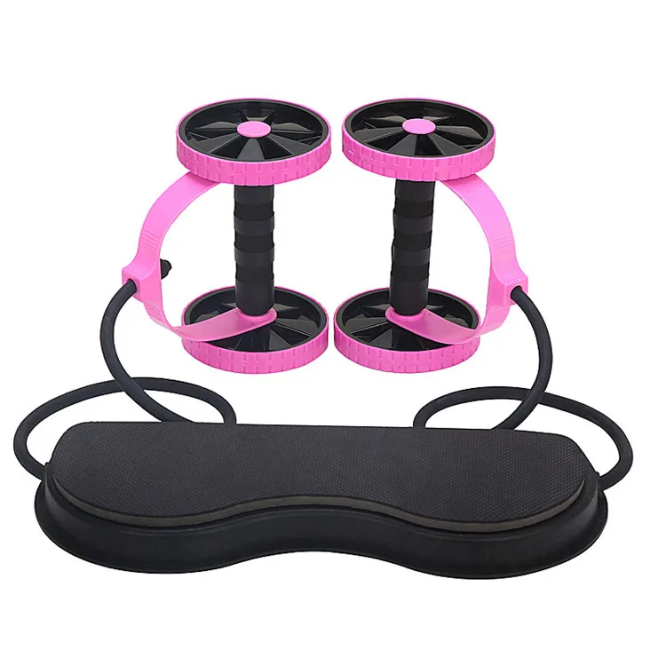 Double Ab Wheel Roll Roller Fitness Revoflex Xtreme Manual Gym Abdominal Resistance Exercise Abs Trainer With Resistance Bands