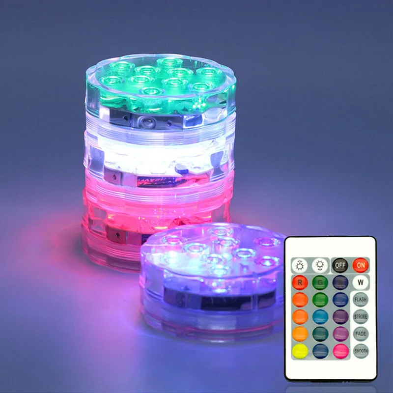 Pack of 3 Waterproof battery operated powered led  decorative holiday pool party led submersible led light with remote