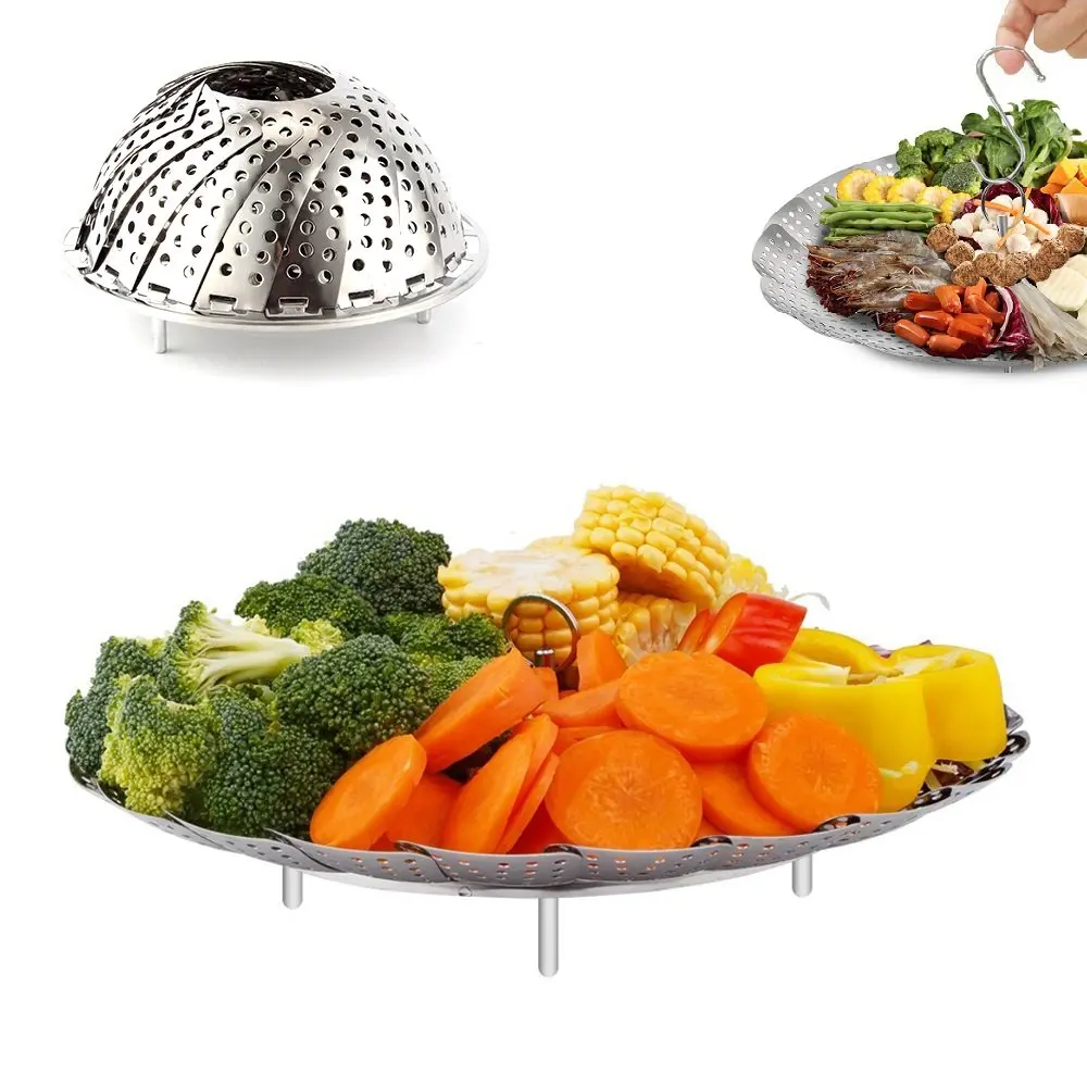 Foldable / Folding Kitchen Ware Stainless Steel Steamer Basket For Vegetable