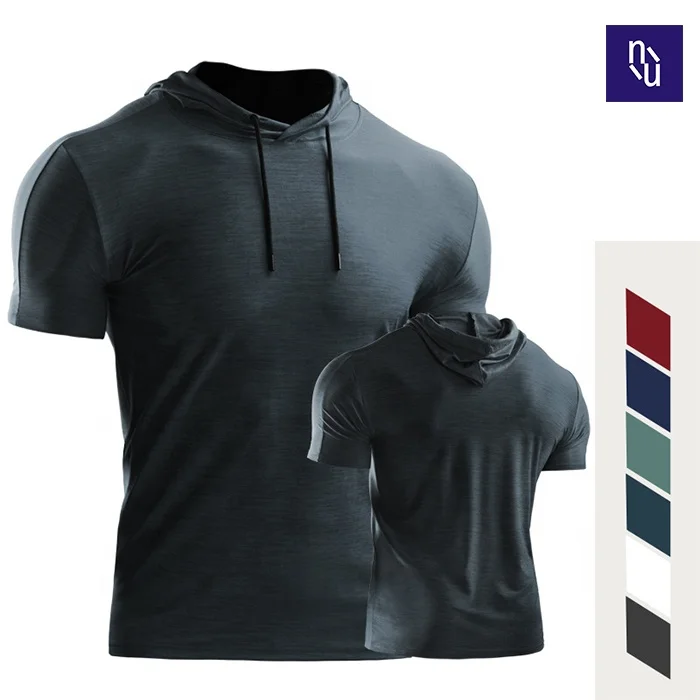 Men's Fashion Best Quality Plain Black Hoodie Short Sleeve Gym Hoodie