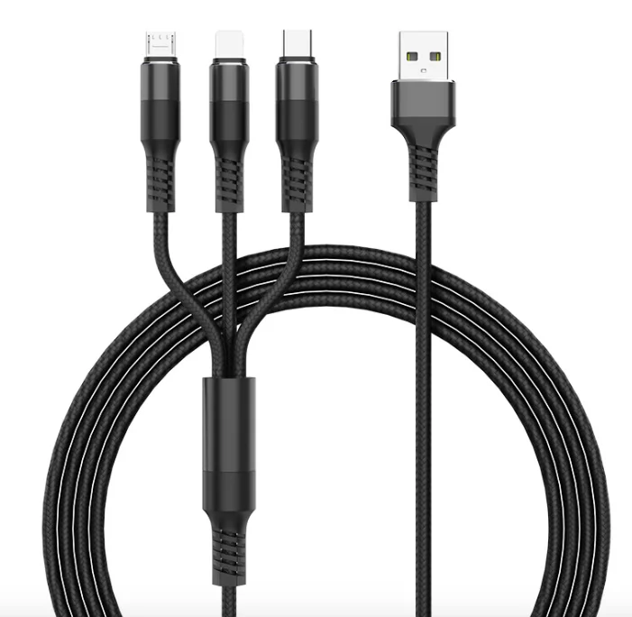 Fashion present gift Nylon Braided one drag three 2.5A quick charging wire 3 in 1 usb cable - ANKUX.COM