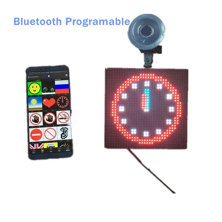LED car display Bluetooth app Android iOS iPhone car rear window Emoji Smiley face LED car sign