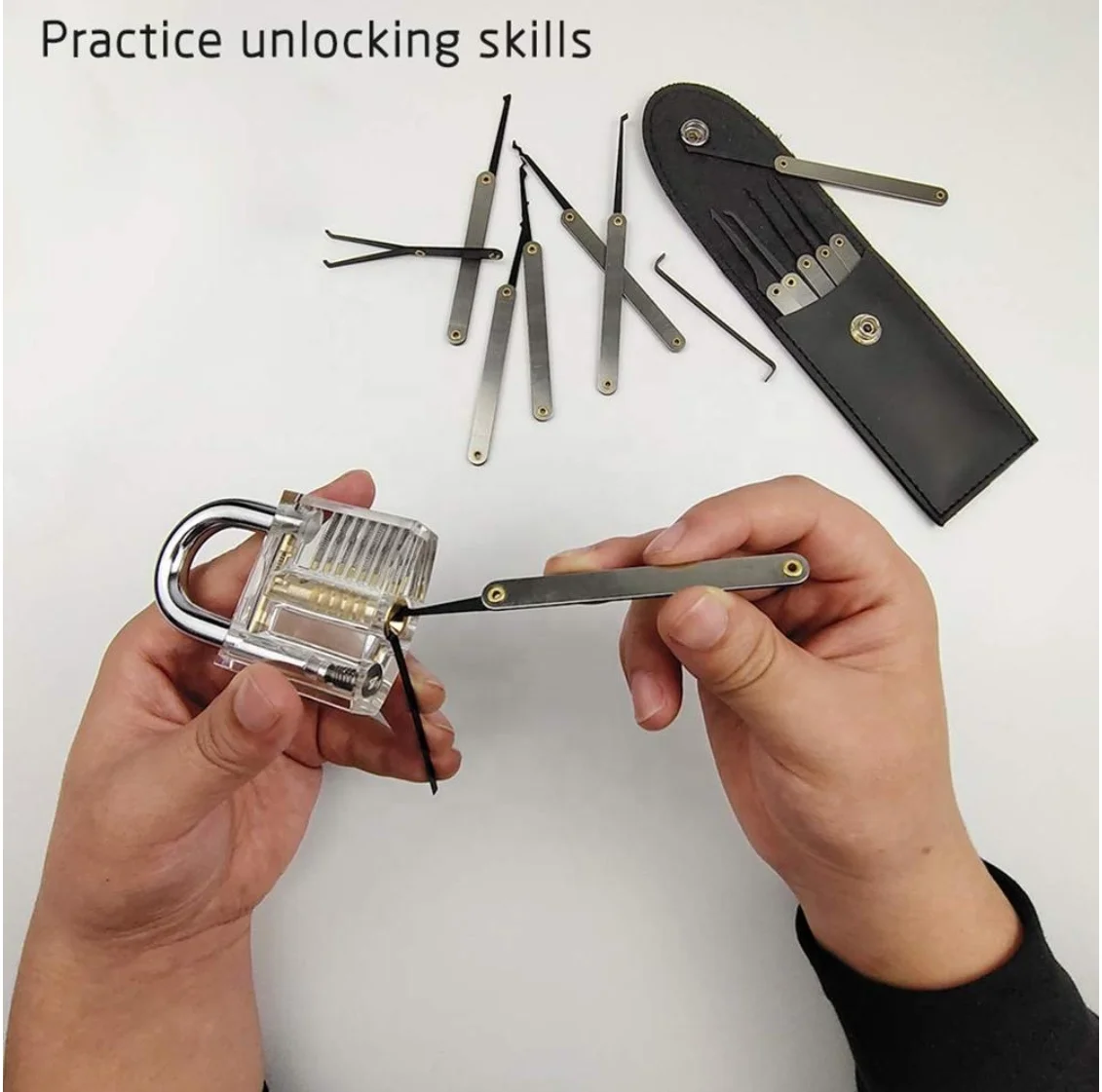 AJF Professional Locksmith Unlocking Lock Pick Set Key Extractor Tool 15pcs Lock Pick Set Lock Opener TOOLS Stainless CN;ZHE