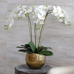 Large Real Touch Decorative Plants Phalaenopsis For Home Decor Silk Artificial Latex Flower Orchids Arrangement With Flowerpot