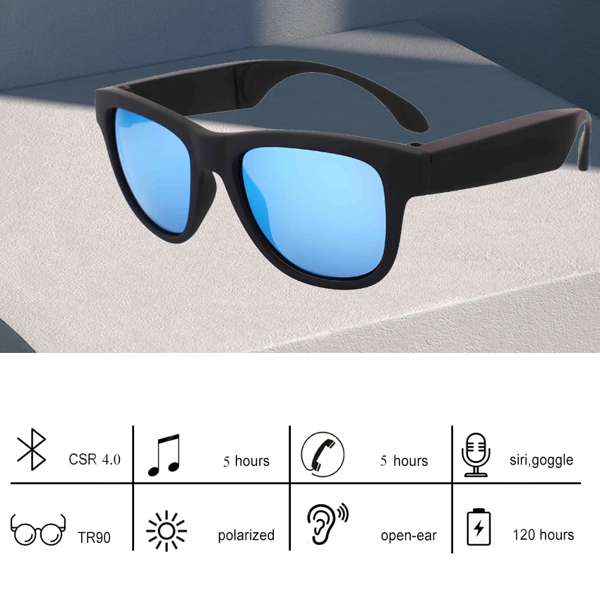 Bone-conduction Sunglasses C010b Tr90 Frame With Tac Polarized Lens ...