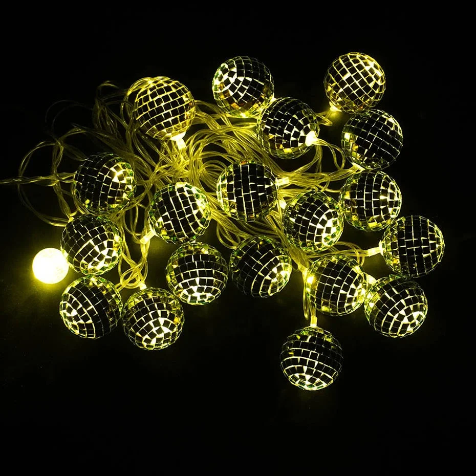 Wholesale12 LED GOLD Party decor Led String light Amazon hot sell Disco ball string light