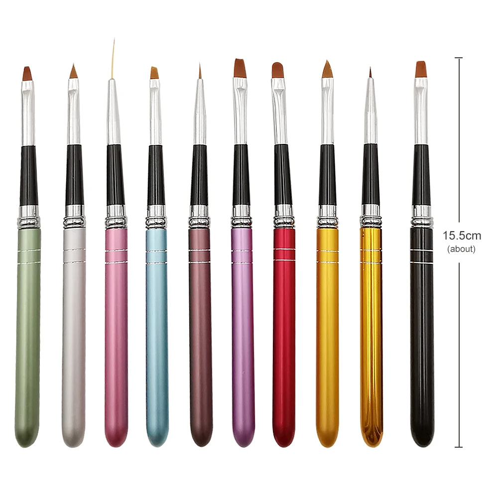 Private Label Nail Brush 10pcs Manicure Nail Art Pen Uv Builder Gel