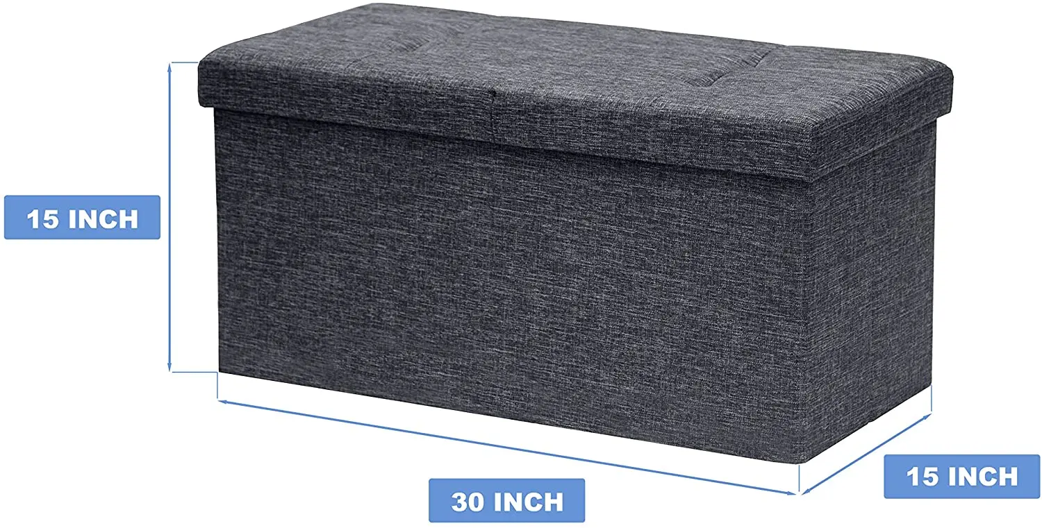 Otomana De Almacenamiento Plegable De Tela De Lino De Poliéster